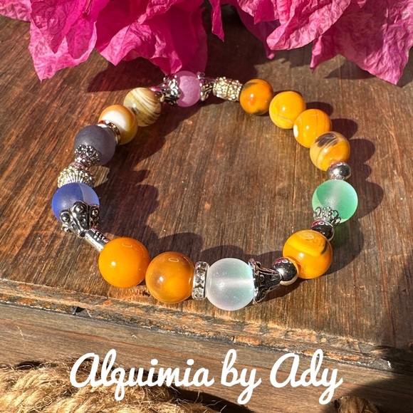 Bumblebee crazy lace agate rustic bracelet - Picture 1 of 7